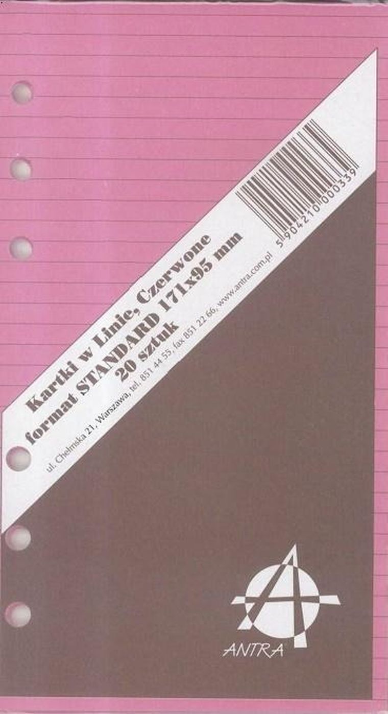 Antra, wkład do organizera, strona, Linia czerwona