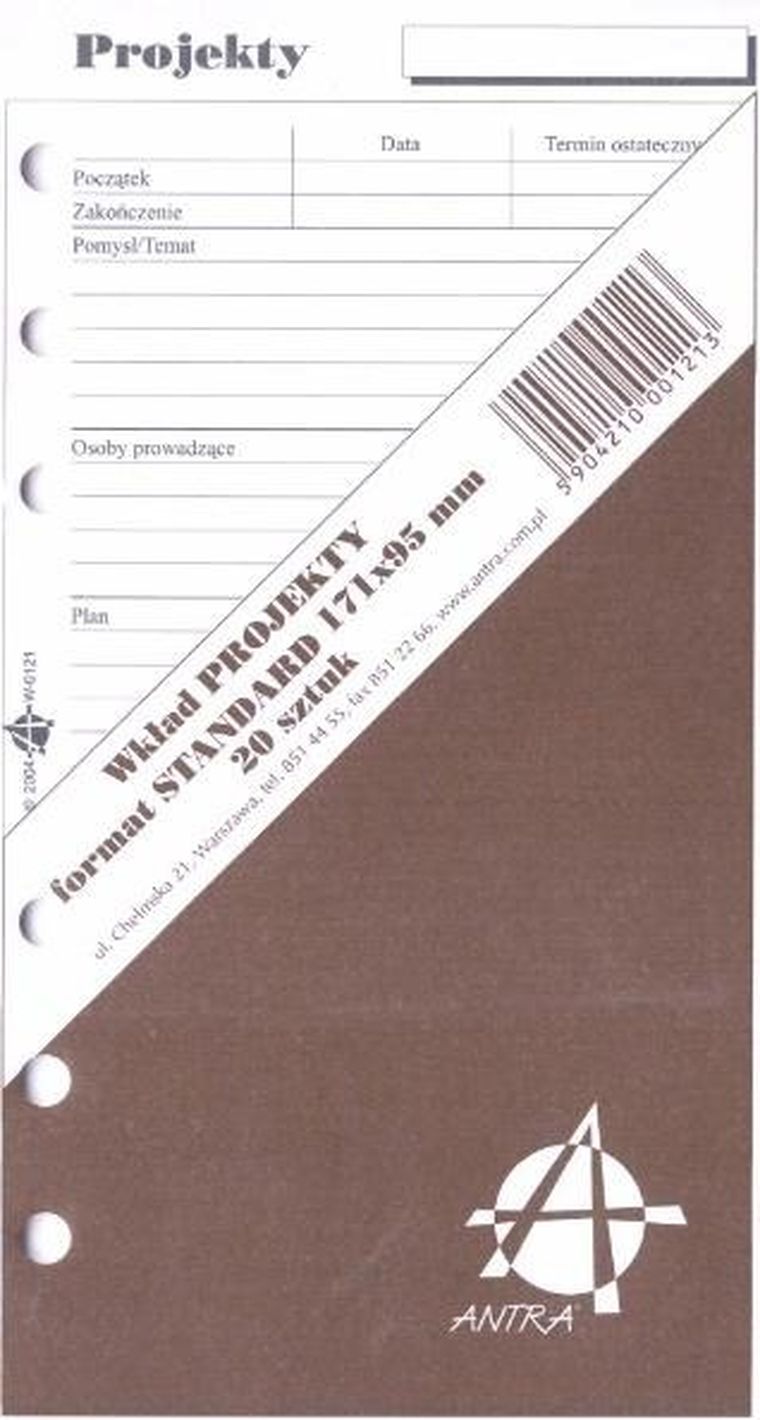 Antra, wkład do organizera, strona, Projekty