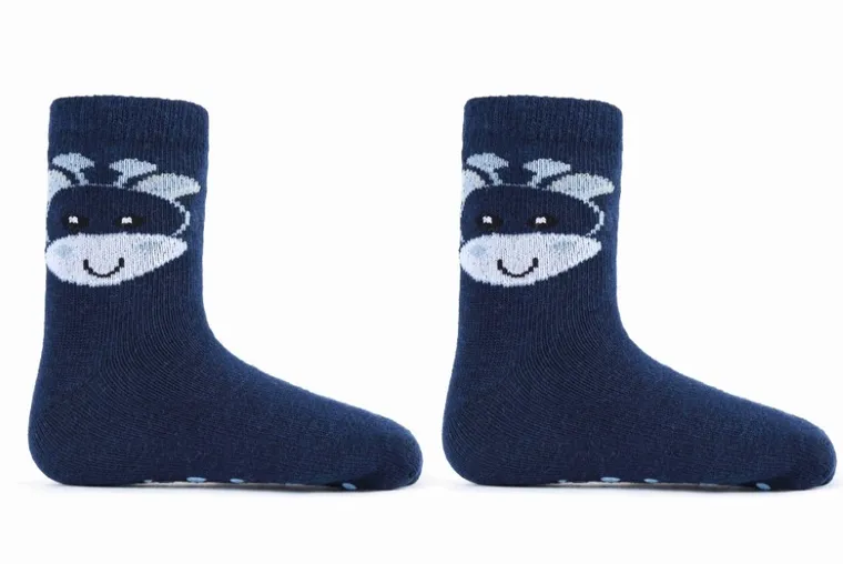 Antypoślizgowe skarpetki chłopięce, granatowe, Be Snazzy