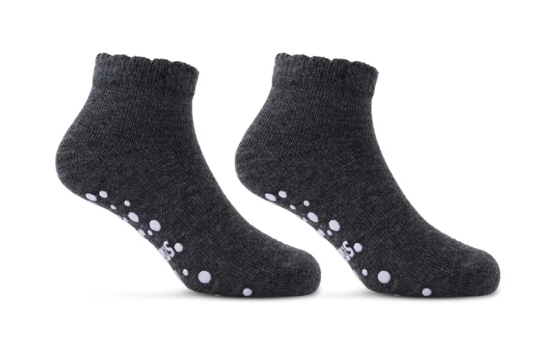Antypoślizgowe skarpetki dziewczęce, stopki, grafitowe, Be Snazzy