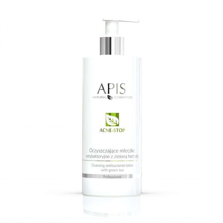 Apis, Acne-Stop Cleansing Antibacterial Lotion, oczyszczające mleczko antybakteryjne z zieloną herbatą, 500 ml
