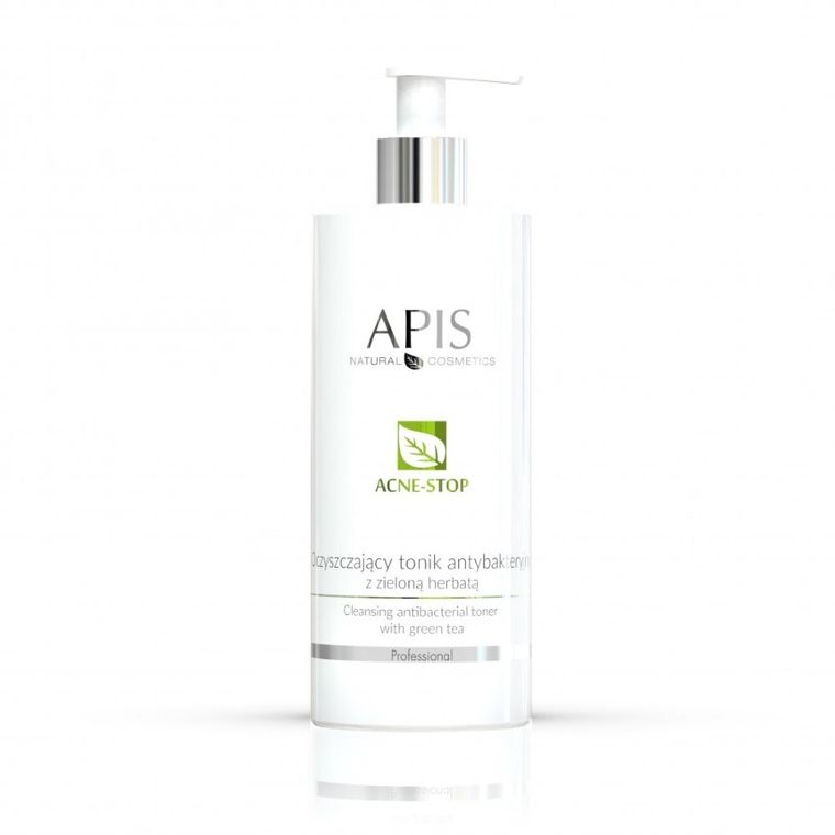 Apis, Acne-Stop Cleansing Antibacterial Toner, oczyszczający tonik antybakteryjny z zieloną herbatą, 500 ml