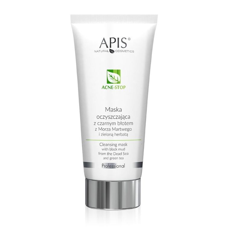APIS, Acne-Stop, Cleansing Mask, maska oczyszczająca z czarnym błotem z Morza Martwego i zieloną herbatą, 200 ml