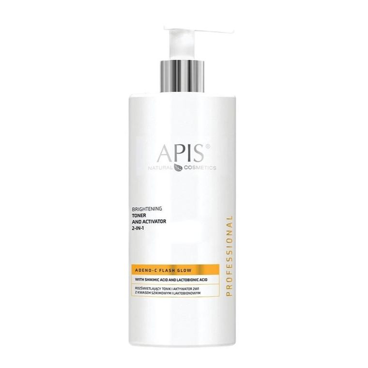 APIS, Adeno-C Flash Glow, rozświetlający tonik i aktywator 2w1 z kwasem szikimowym i laktobionowym, 500 ml