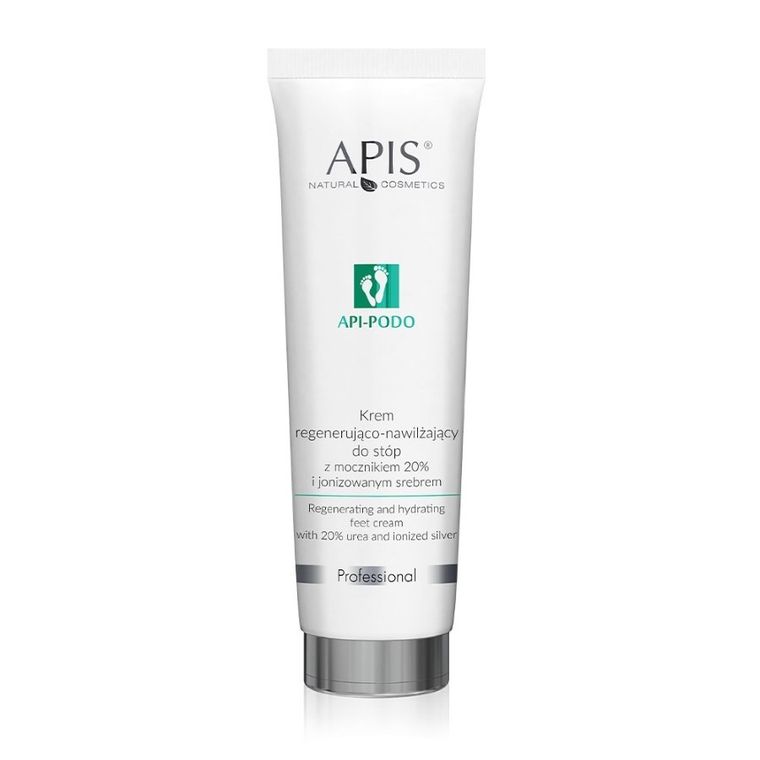 Apis, Api-Podo, krem regenerująco-nawilżający do stóp z mocznikiem, 20% i jonizowanym srebrem, 100 ml