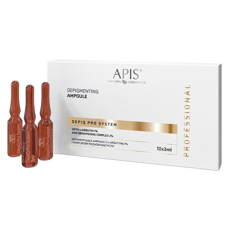 Apis, Depiq Pro System, depigmentująca ampułka z α-arbutyną 1% i kompleksem rozjaśniającym 2%, 10-3 ml
