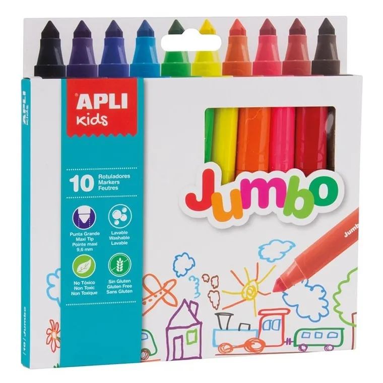 Apli Kids, flamastry jumbo, 10 kolorów