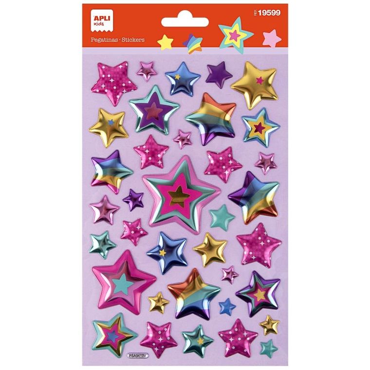 Apli Kids, Gwiazdki kolorowe, naklejki metaliczne
