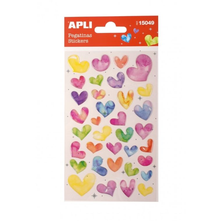 Apli Kids, Kolorowe serca, naklejki brokatowe