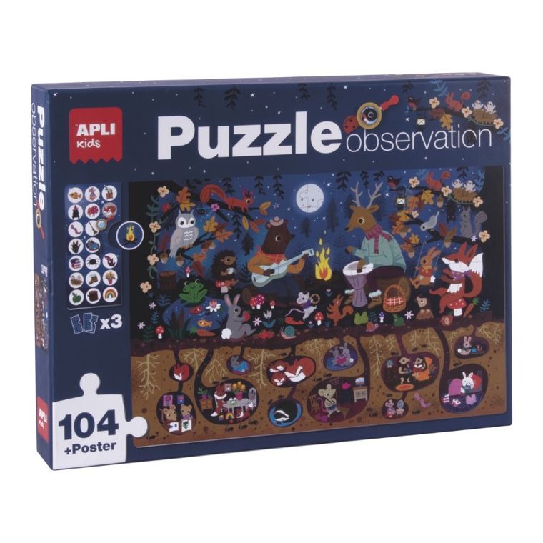 Apli Kids, Las, puzzle obserwacyjne, 104 elementy