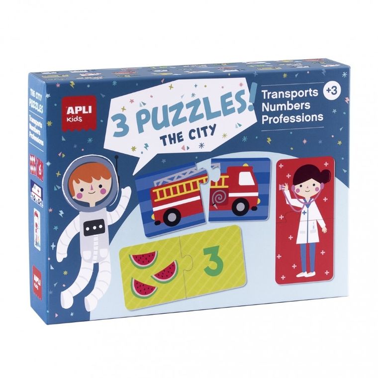 Apli Kids, Miasto, zestaw puzzli dwuelementowych, 3-24 elementy