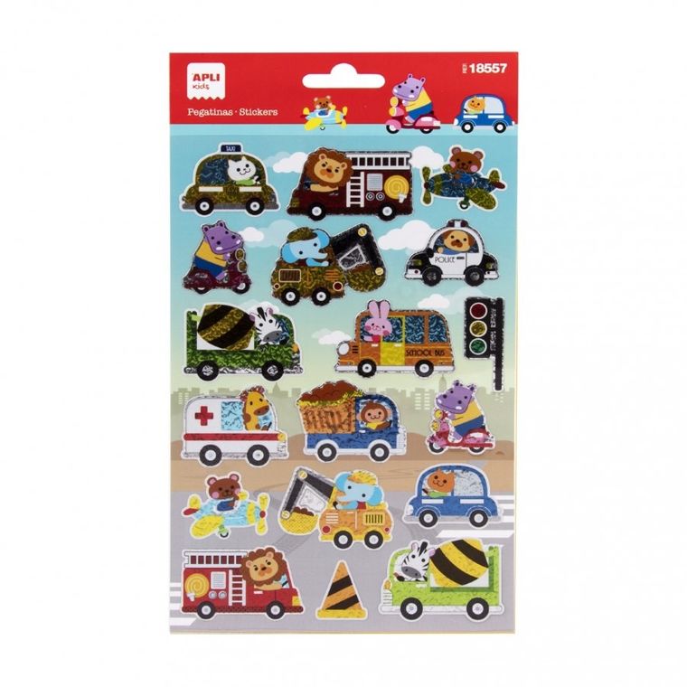 Apli Kids, naklejki holograficzne, zwierzęta w pojazdach