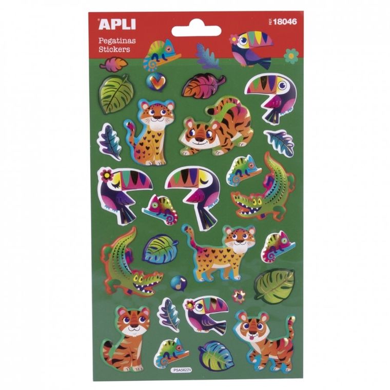 Apli Kids, naklejki metaliczne, zwierzęta z dżungli