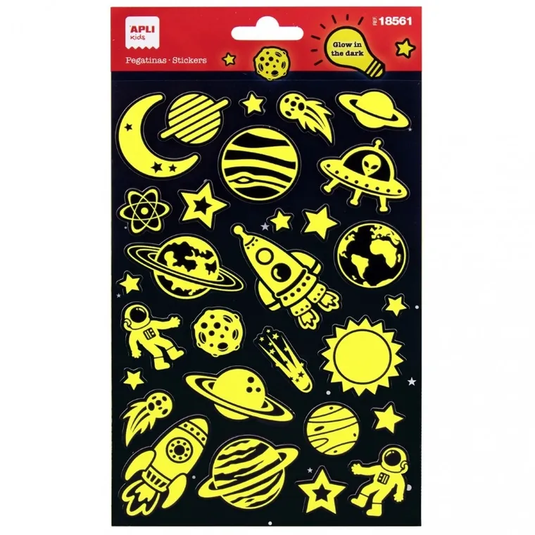 Apli Kids, naklejki świecące w ciemności, kosmiczna przygoda