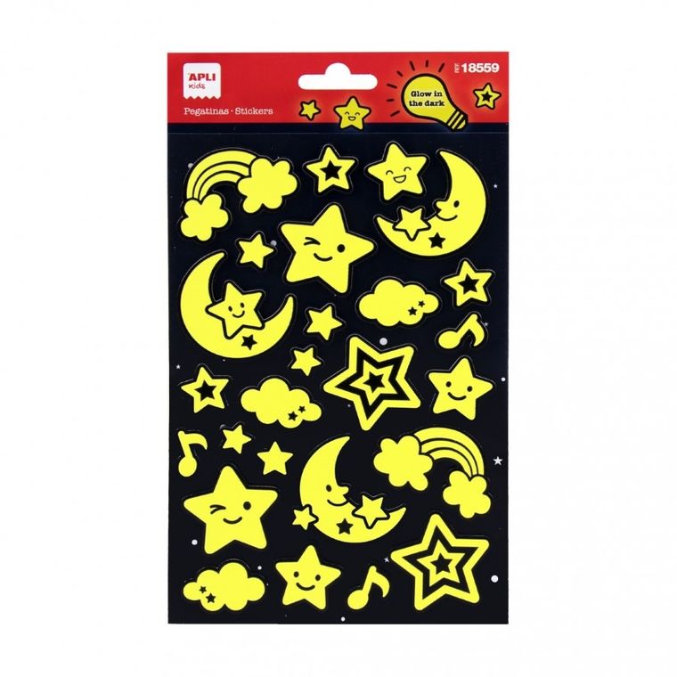 Apli Kids, naklejki świecące w ciemności, Księżyc i gwiazdy