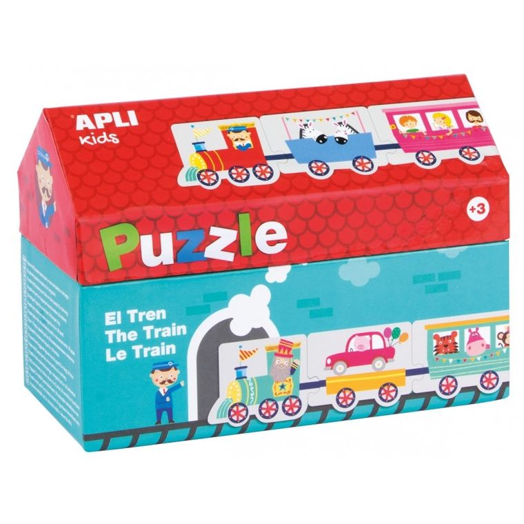 Apli Kids, Pociąg, puzzle w kartonowym domku, 20 elementy