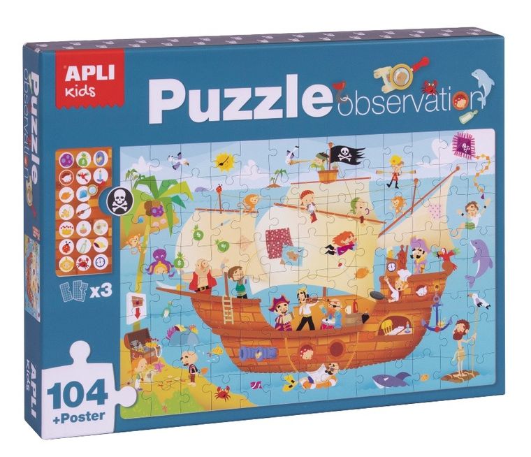 Apli Kids, Statek piratów, puzzle obserwacyjne, 104 elementy