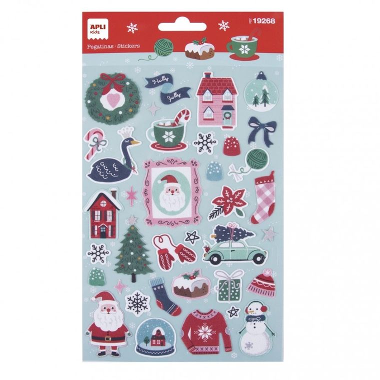 Apli Kids, świąteczne naklejki, Holly Jolly