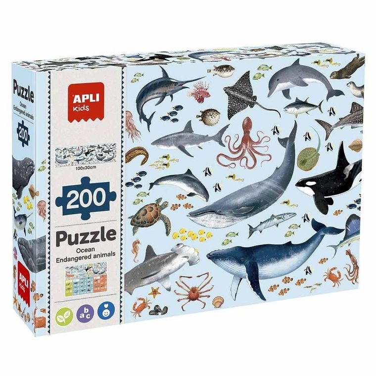 Apli Kids, Zagrożone zwierzęta, Ocean, puzzle edukacyjne, 200 elementów