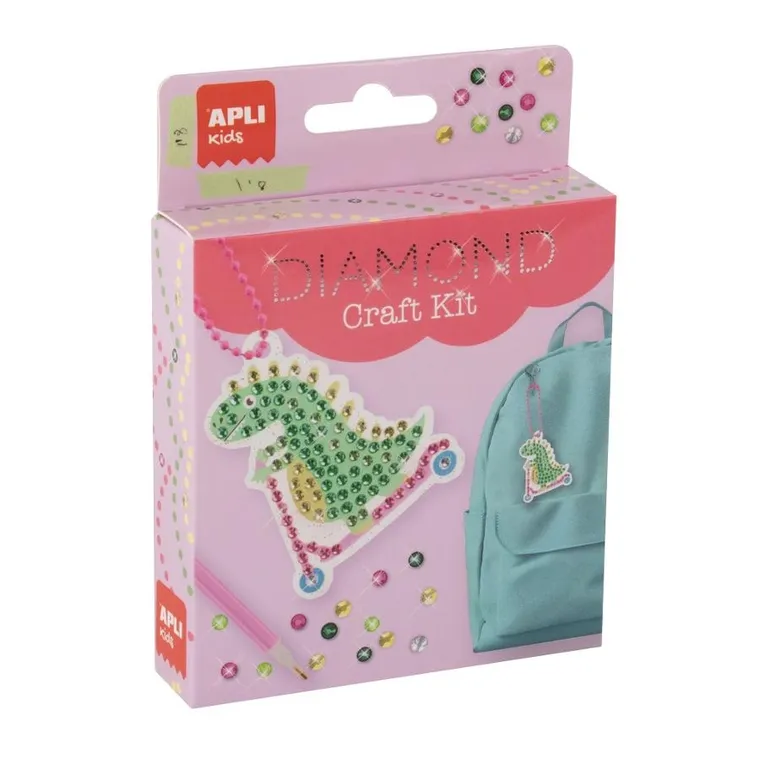 Apli Kids, zestaw do robienia diamentowych breloczków, Dinozaur