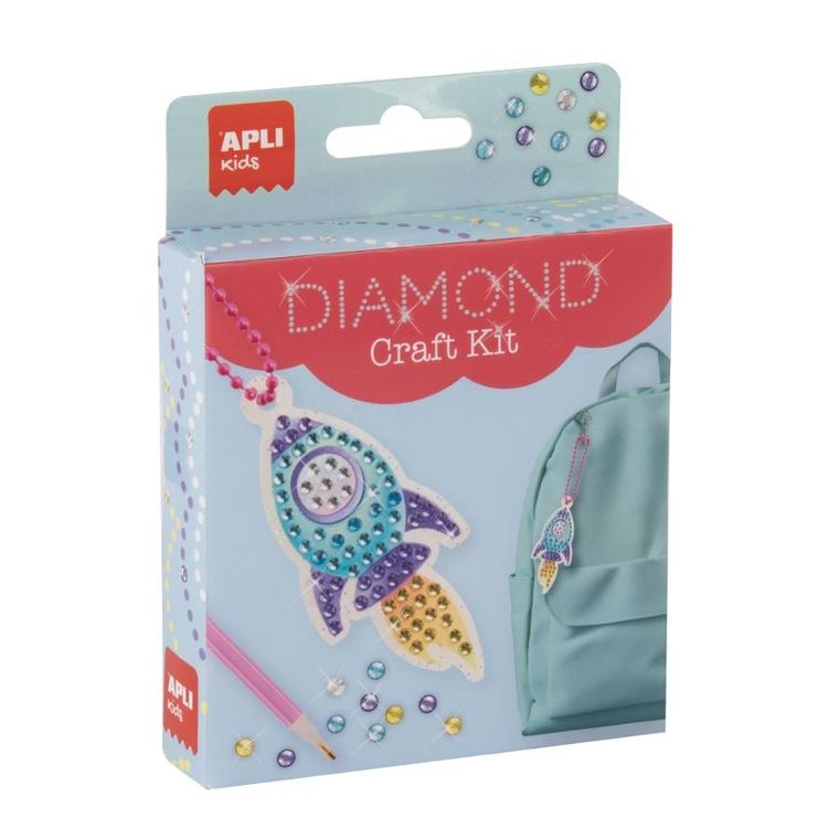 Apli Kids, zestaw do robienia diamentowych breloczków, Rakieta