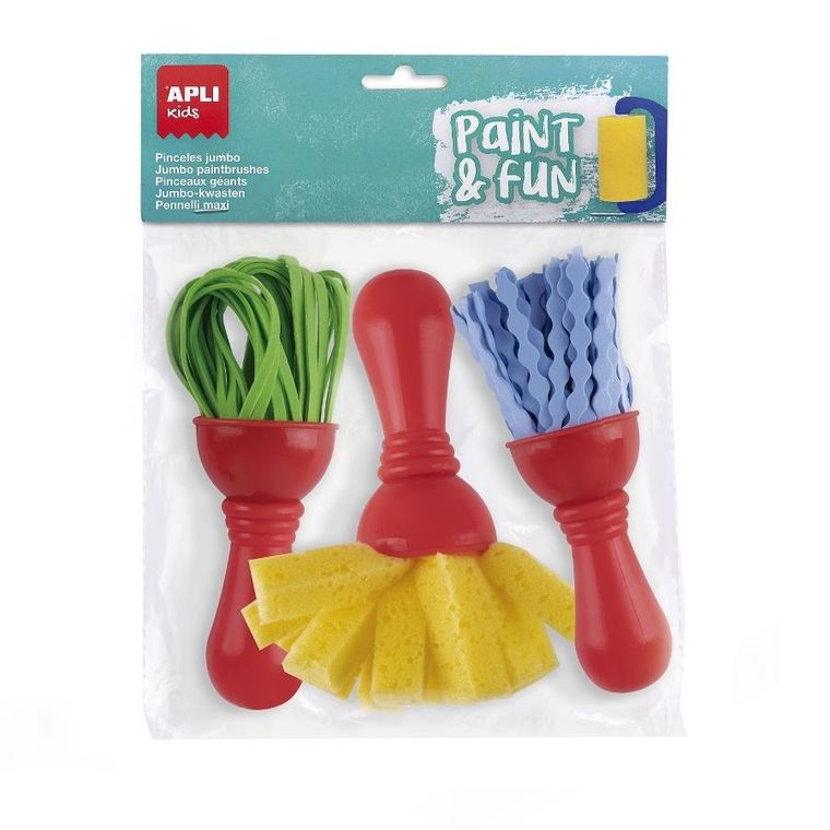 Apli Kids, zestaw pędzli z pianki EVA + gąbki, 3 szt.