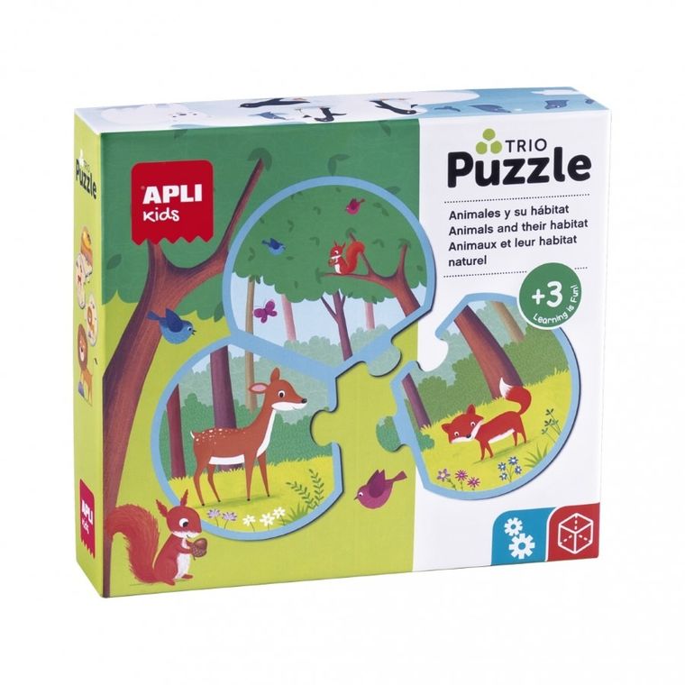 Apli Kids, Zwierzęta i ich środowisko, puzzle trzyczęściowe, 24 elementy