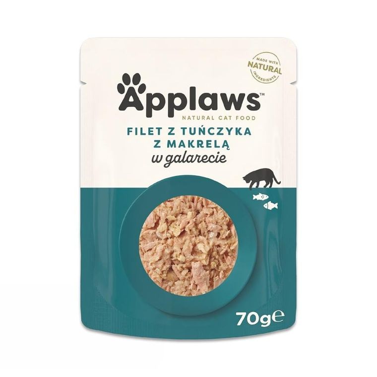 Applaws, filet z tuńczyka w galarecie z makrelą, karma mokra dla kota, 70g