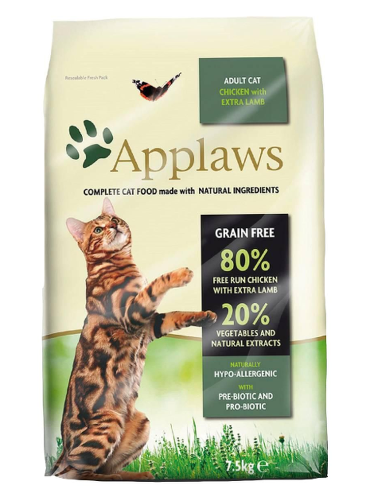 Applaws, karma dla dorosłych kotów, kurczak z jagnięciną, 7,5 kg