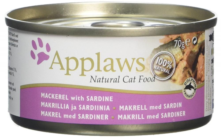 Applaws, puszka, karma dla dorosłych kotów, makrela z sardynką, 70g