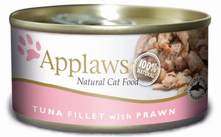 Applaws, puszka, karma dla dorosłych kotów, tuńczyk z krewetkami, 70g