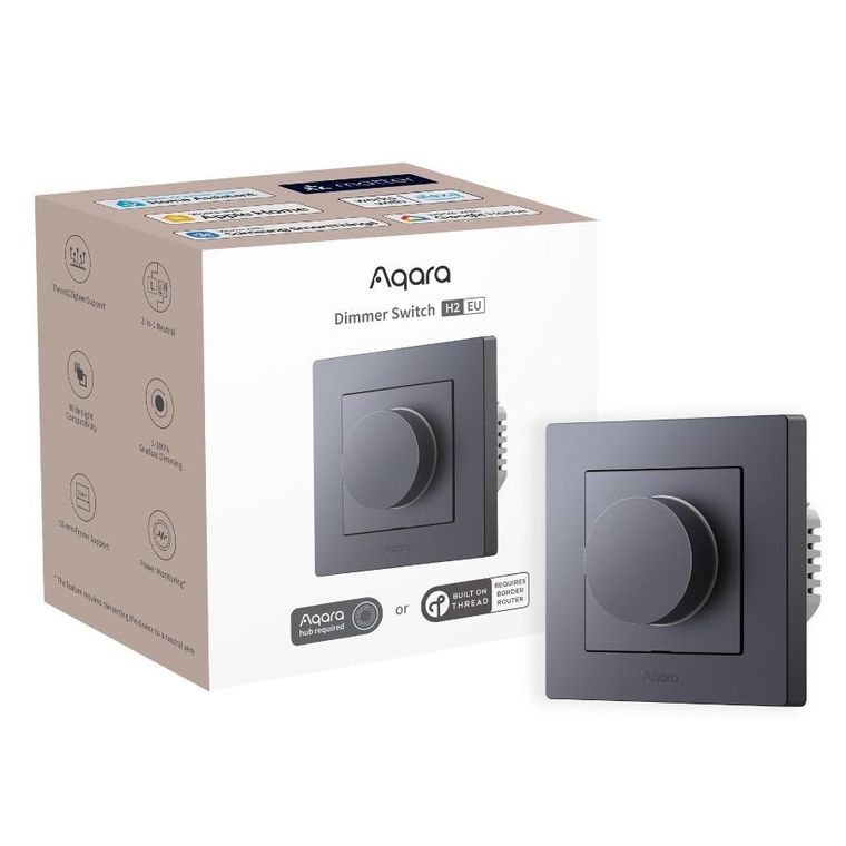 Aqara, Dimmer Switch H2 EU, ściemniacz światła z pokrętłem, Thread, Zigbee, szary