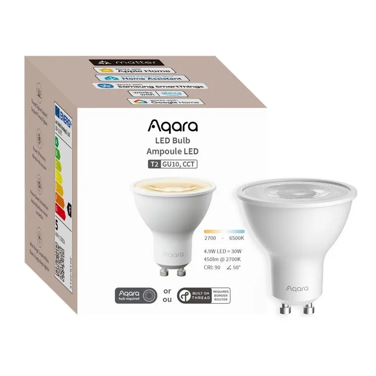 Aqara, LED Bulb T2 CCT GU10, żarówka LED, Thread, Zigbee, Bluetooth, 450lm, 4.9W