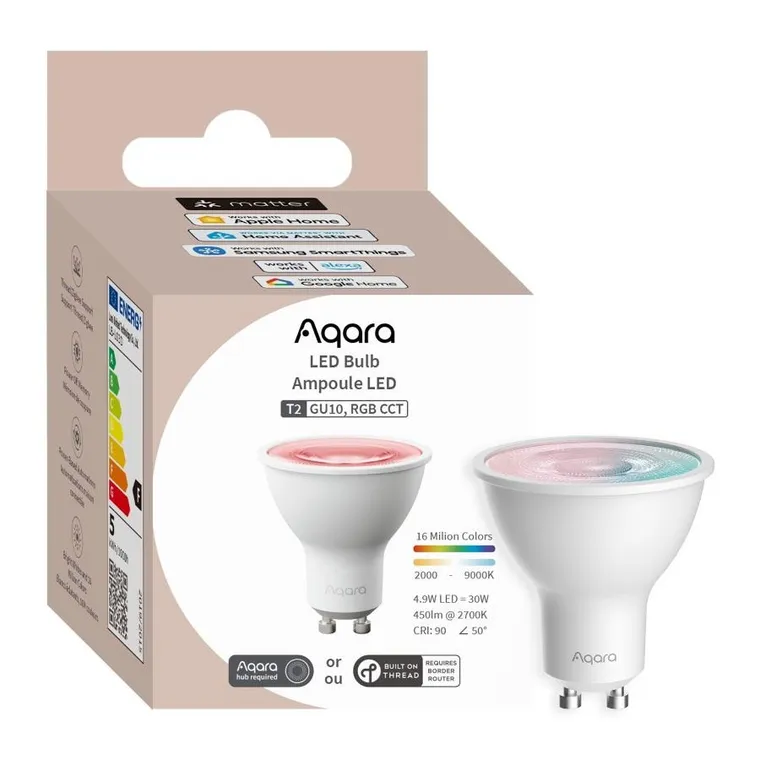 Aqara, LED Bulb T2 RGB CCT GU10, żarówka LED, Thread, Zigbee, Bluetooth, 450lm, 4.9W