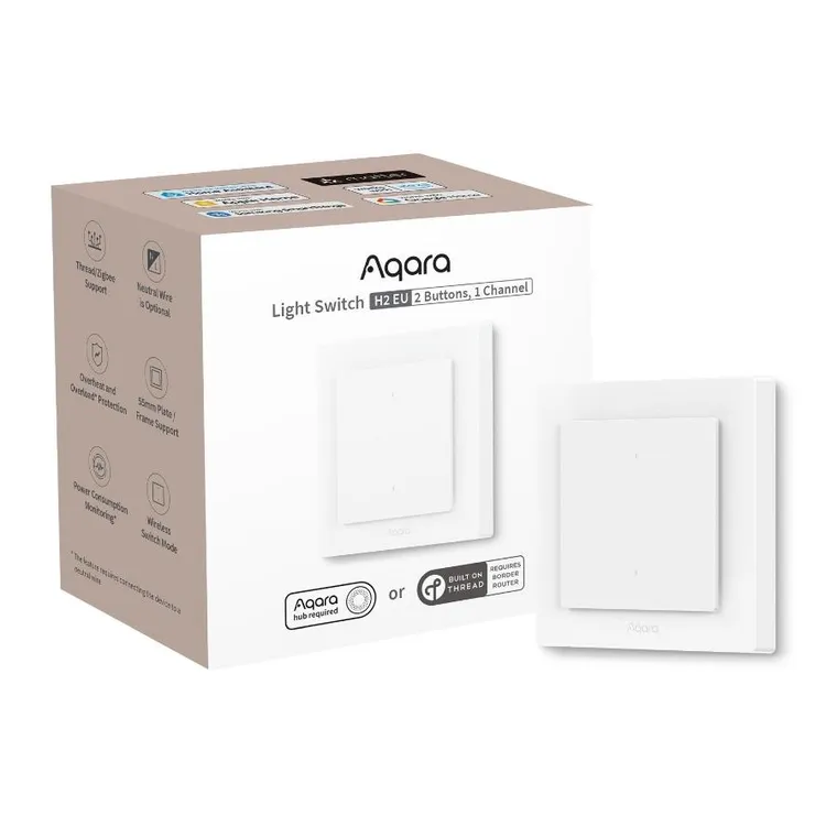 Aqara, Light Switch H2 EU, przełącznik, 2 przyciski, 1 kanał, offline