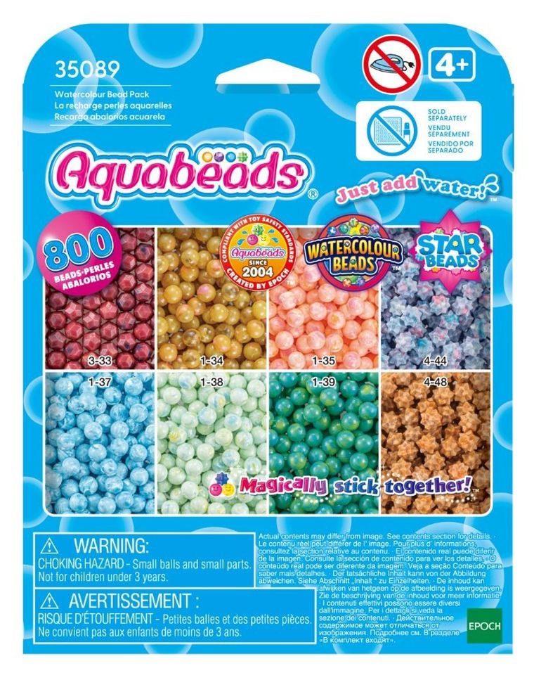 Aquabeads, Akwarelowe koraliki wodne, zestaw uzupełniający, 800 elementów, 35089
