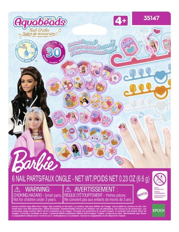 Aquabeads, Barbie, Nail Studio, zestaw uzupełniający do stylizacji paznokci, 35147