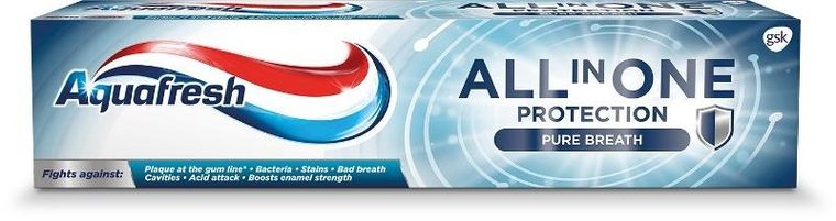 Aquafresh, All in One Protection Pure Breath, pasta do zębów z fluorkiem, 75 ml