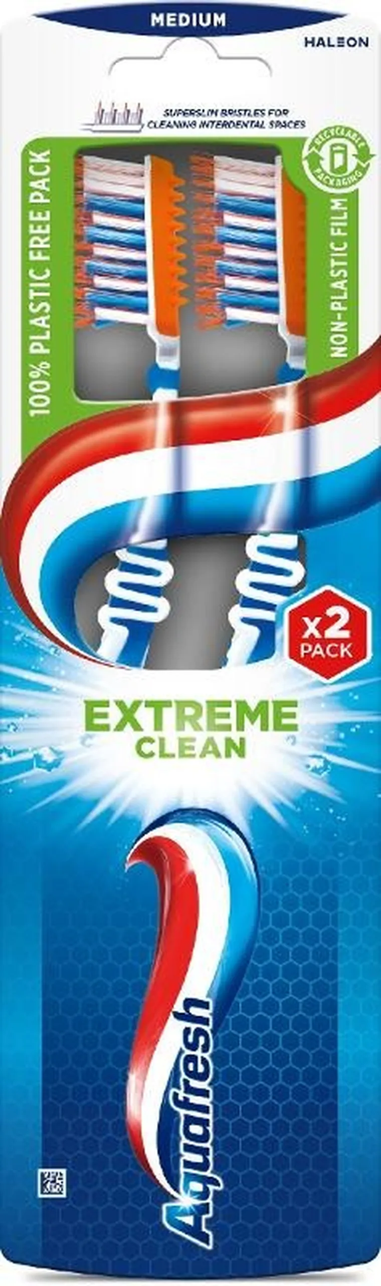 Aquafresh, Extreme Clean, szczoteczka do zębów, Medium, 2 szt.