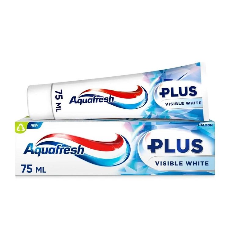 Aquafresh, Plus Visible White, pasta do zębów z fluorkiem, 75 ml
