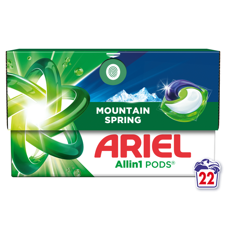 Ariel, Allin1 Pods, kapsułki do prania ze środkiem piorącym w płynie, 22 prań, Mountain Spring