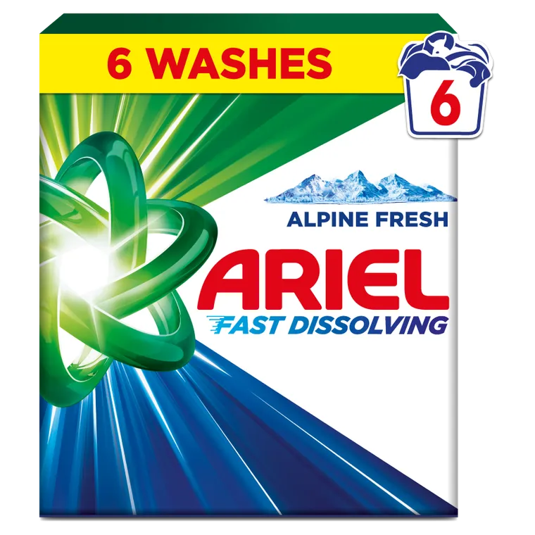Ariel, proszek do prania, detergent piorący, 330g, 6 prań, Alpine Fresh
