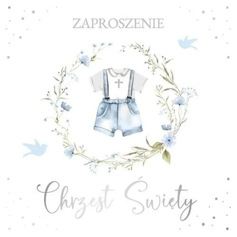 Armin Style, zaproszenie z kopertą, chrzest, 13-13 cm, 10 szt.