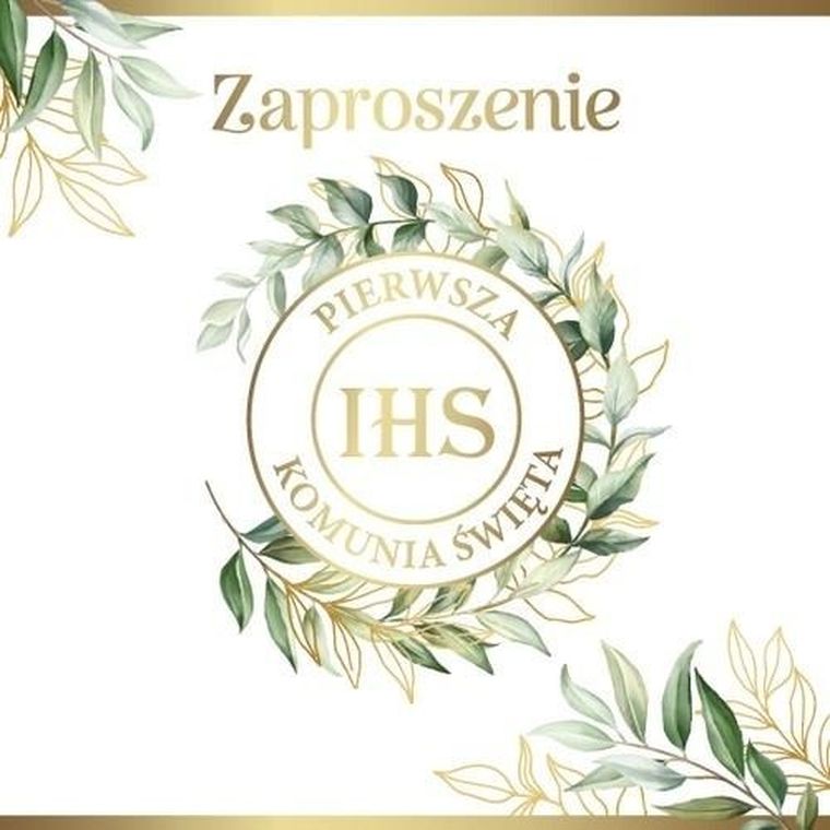 Armin Style, zaproszenie z kopertą, komunia, 13-13 cm, 10 szt.