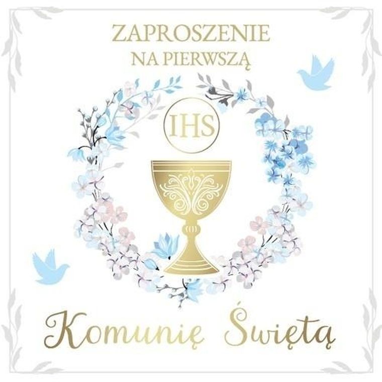 Armin Style, zaproszenie z kopertą, komunia, 13-13 cm, 10 szt.