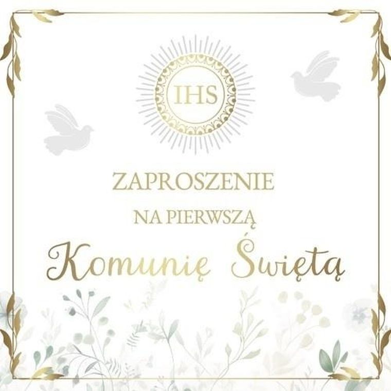 Armin Style, zaproszenie z kopertą, komunia, 13-13 cm, 10 szt.