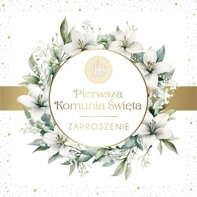 Armin Style, zaproszenie z kopertą, komunia, 13-13 cm, 10 szt.