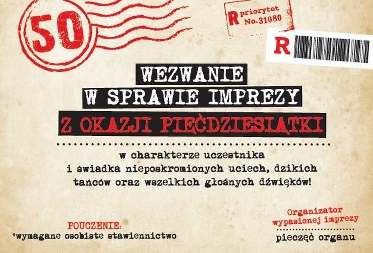 Armin Style, zaproszenie z kopertą, Urodziny 50, 10 szt.