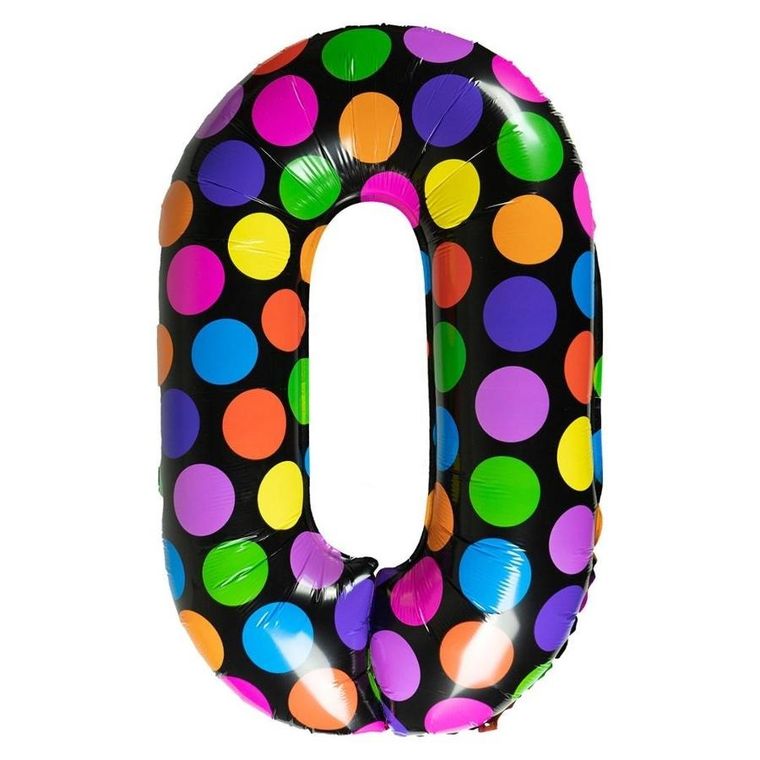 Arpex, balon foliowy, cyferka 0, w kropki