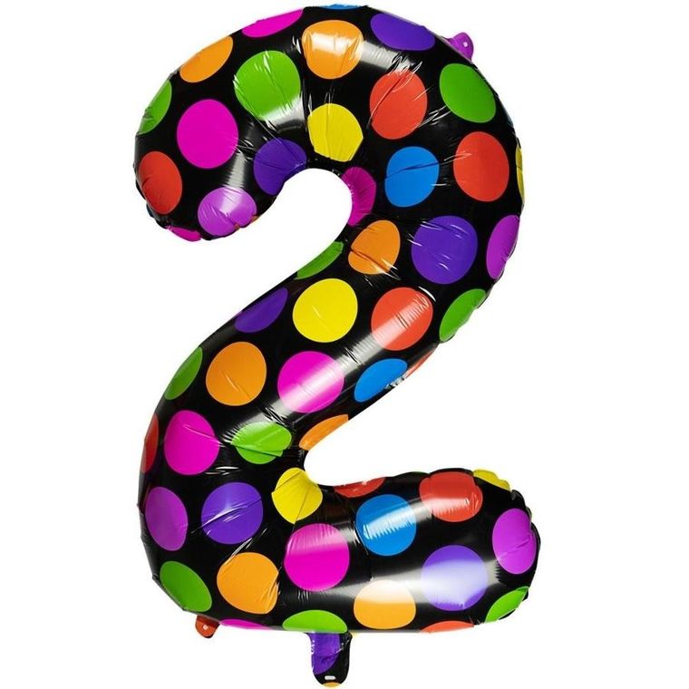 Arpex, balon foliowy, cyferka 2, w kropki